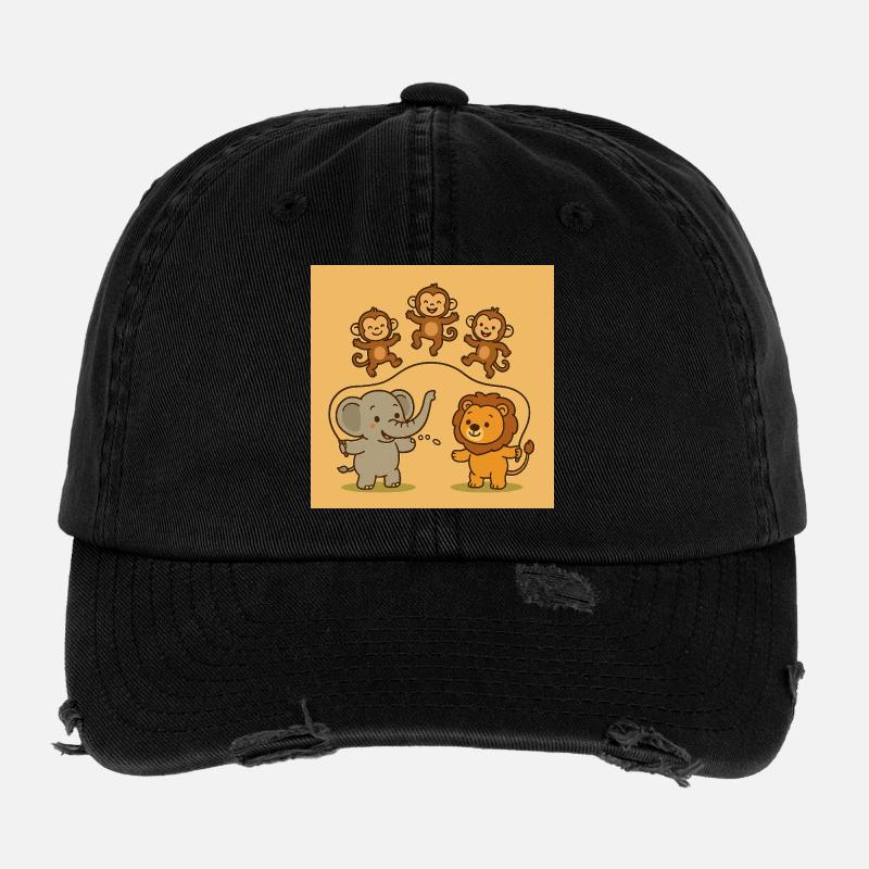 Heureux amis de la jungle Casquette vintage effet usé Flexfit