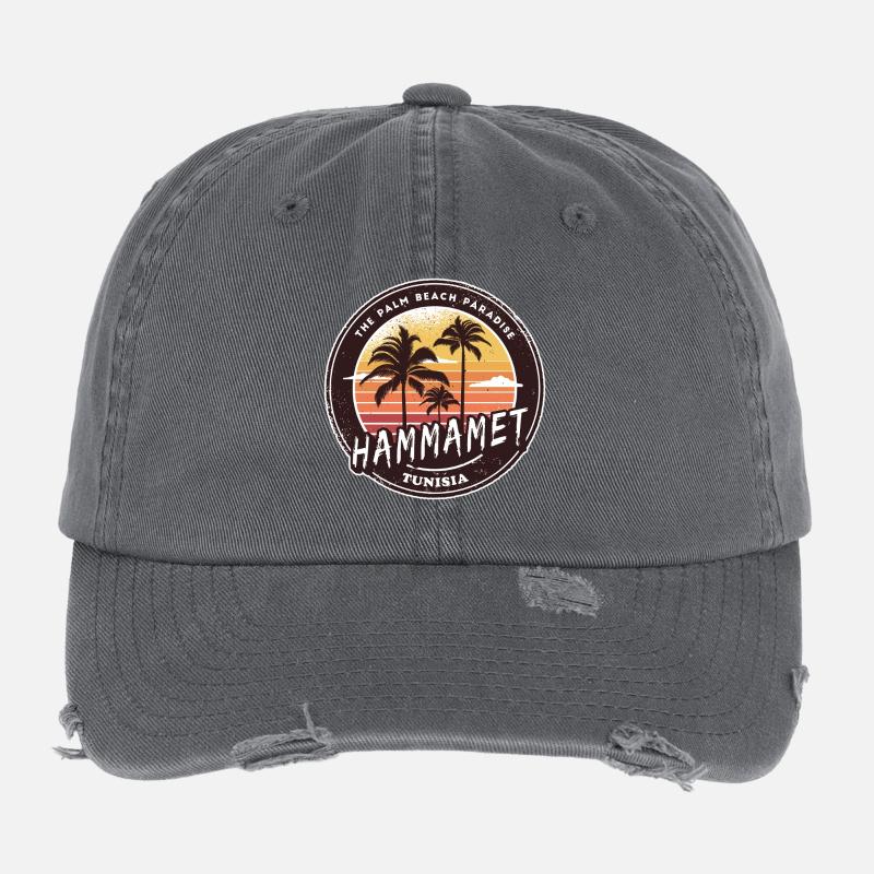 Hammamet Palmiers Vintage Design Casquette vintage effet usé Flexfit