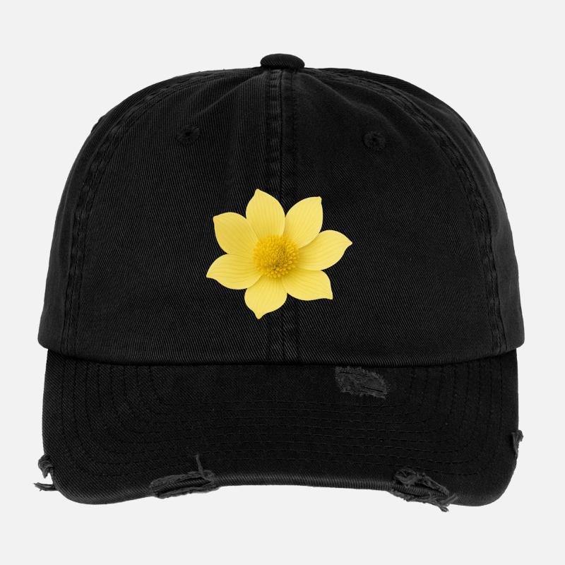 Gelbe Blume mit weichen Petalen Flexfit Vintage Destroyed Cap