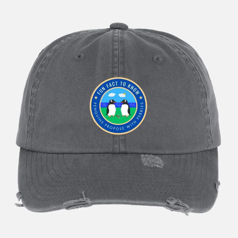 Penguins propose with pebbles Flexfit Vintage Destroyed Cap