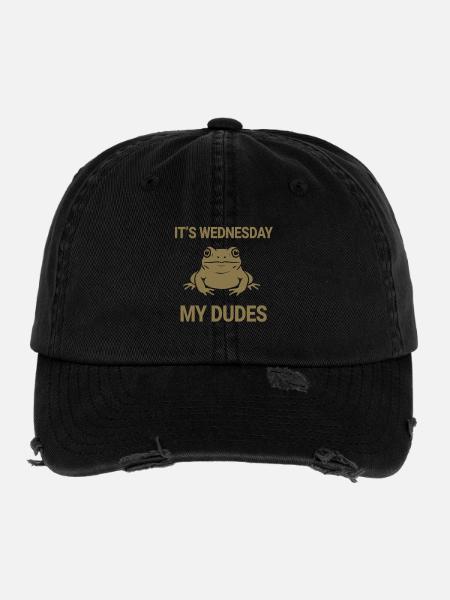 C’est mercredi mes gars - Casquette vintage effet usé Flexfit - noir - Devant