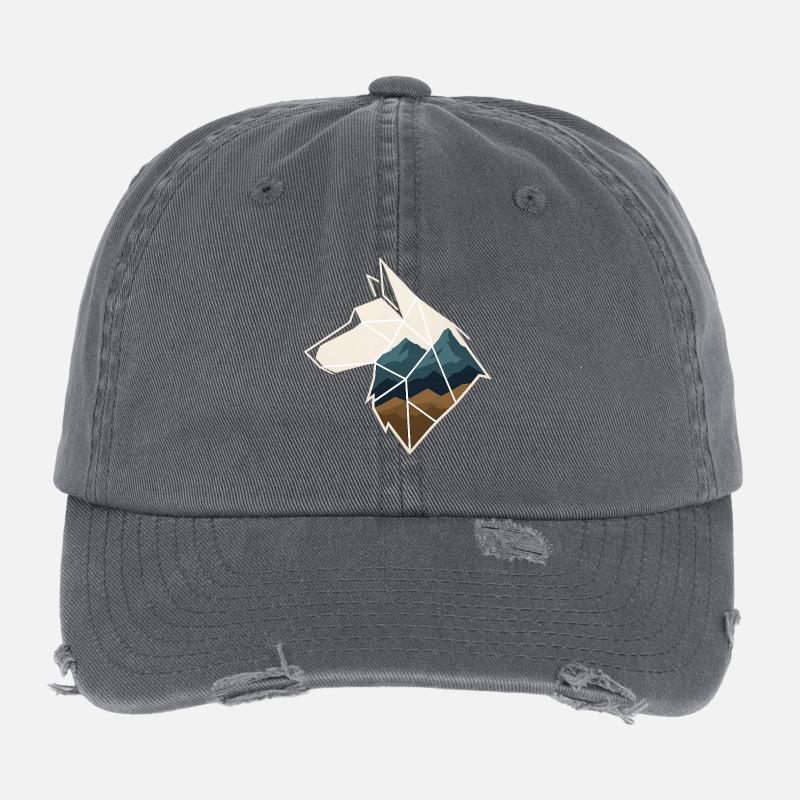 Geometric Wolf Flexfit Vintage Destroyed Cap