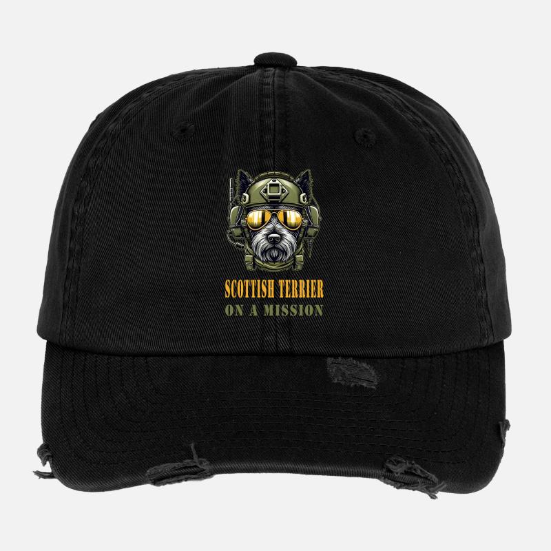 Scottish Terrier in Mission - Militär Flexfit Vintage Destroyed Cap