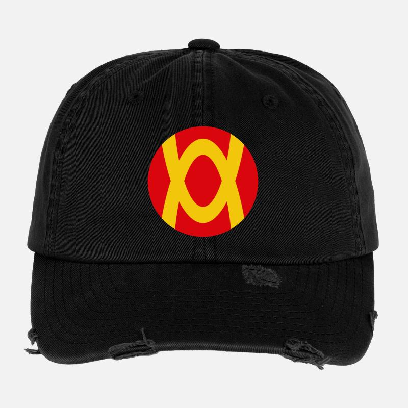 Jeu abstrait de couleurs avec contraste rouge-jaune Casquette vintage effet usé Flexfit