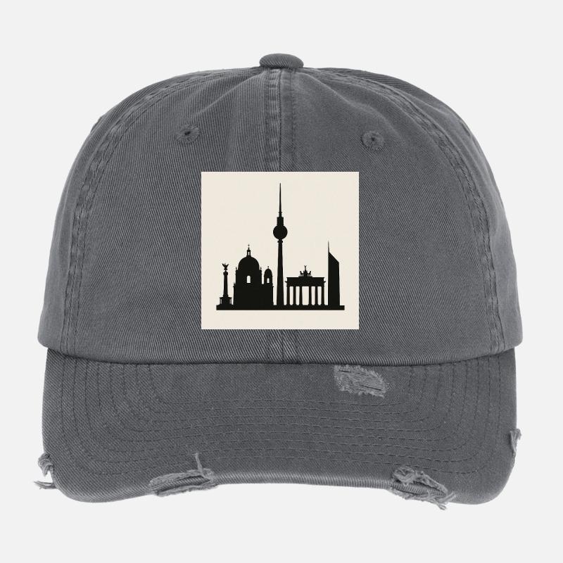 Silhouette de la ligne d’horizon de Berlin Casquette vintage effet usé Flexfit