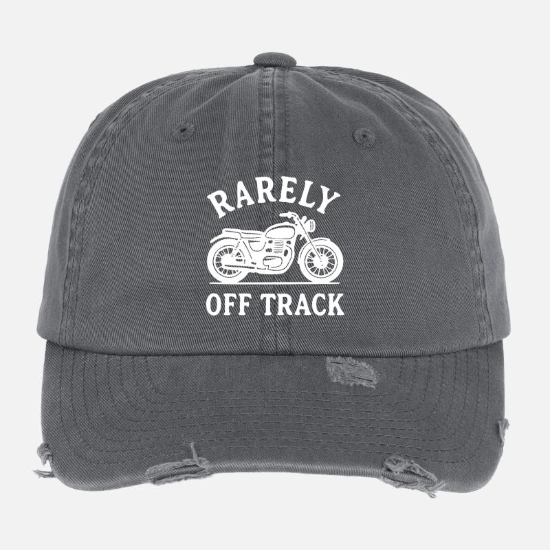 rarely off track motorcycle Biker Motorrad Spruch Flexfit Vintage Destroyed Cap