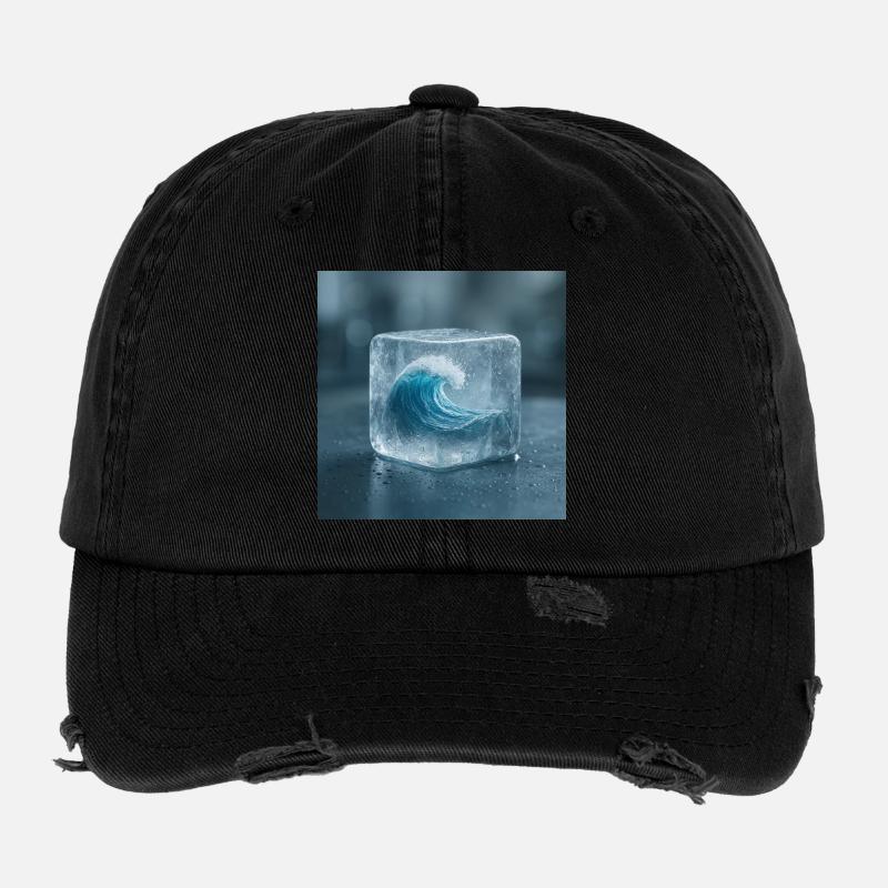 Sculpture de glace avec vague de mer Casquette vintage effet usé Flexfit