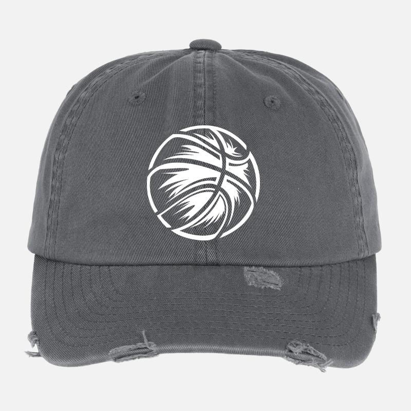Graphique de basket-ball stylisé en noir et blanc Casquette vintage effet usé Flexfit
