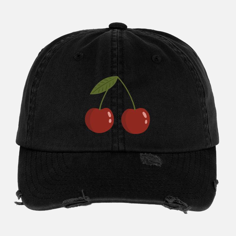 Conception de paire de cerisiers vifs Casquette vintage effet usé Flexfit