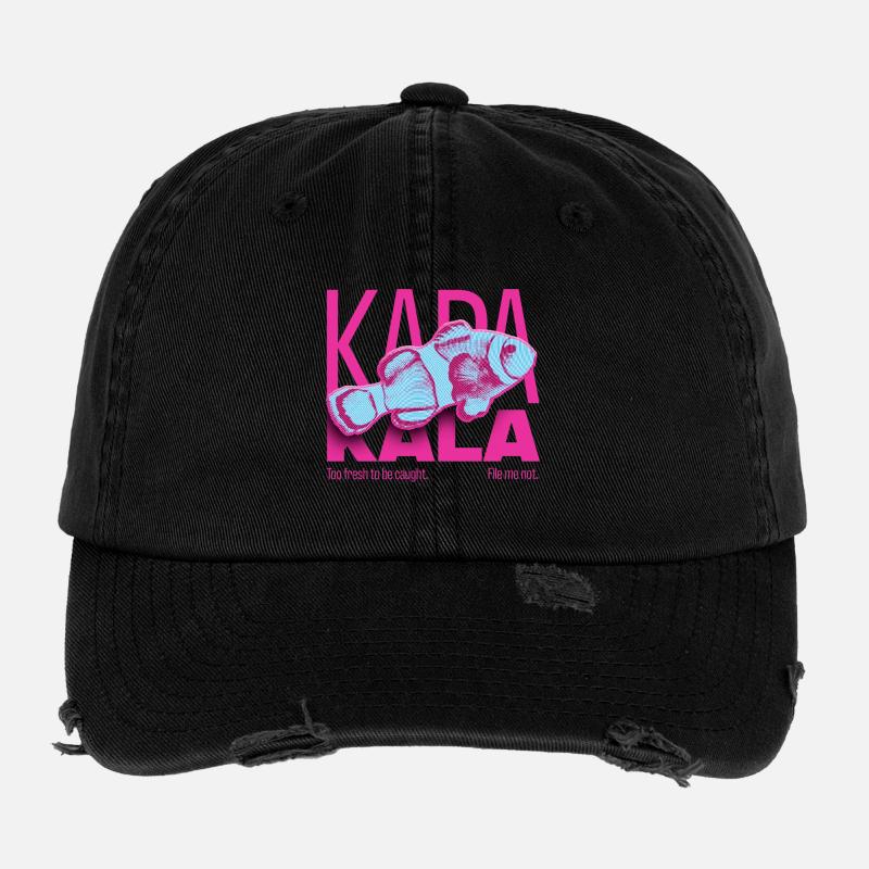 Full art KapaKala fish design Flexfit Vintage Destroyed Cap