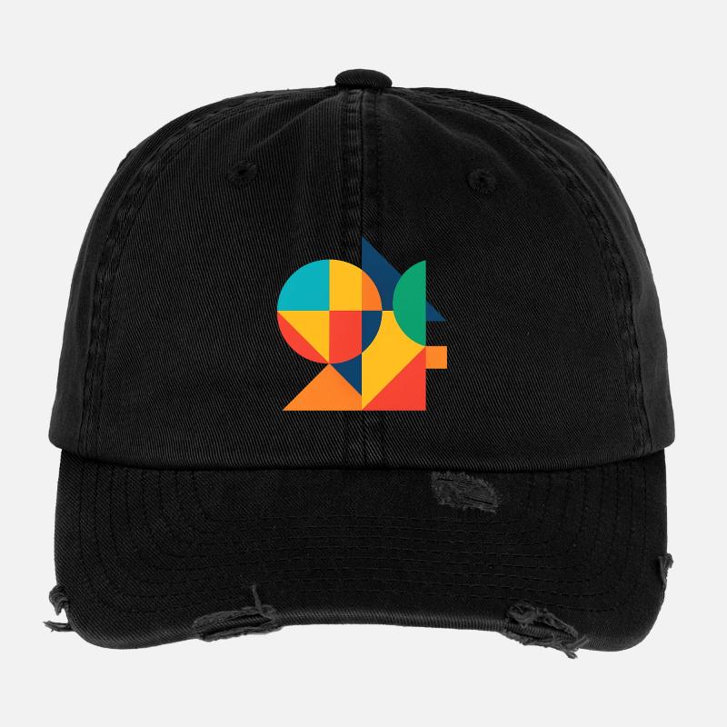 Abstrakte Geometrische Farbkunst Flexfit Vintage Destroyed Cap