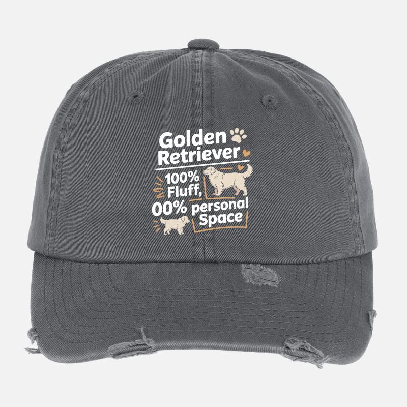 Golden Retriever No Personal Space Artwork  Flexfit Vintage Destroyed Cap