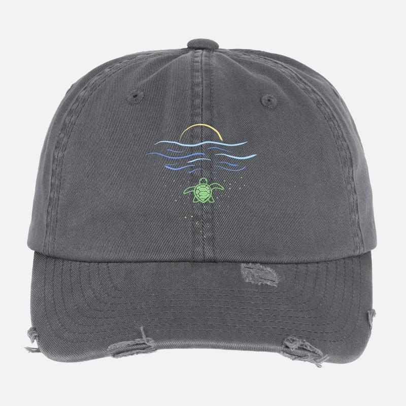 Tortue dans la mer Casquette vintage effet usé Flexfit