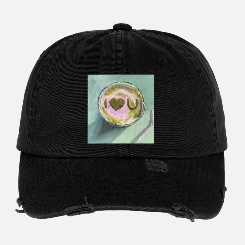 I luv Matcha Artistic Snack Illustration Flexfit Vintage Destroyed Cap