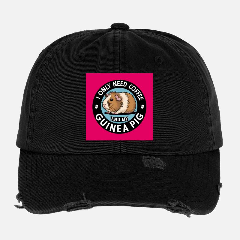 Cochon d'Inde câlin avec du café disant Casquette vintage effet usé Flexfit