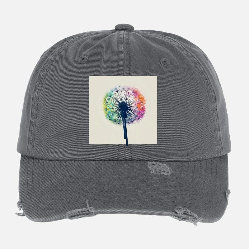 Aquarelle colorée de pissenlit Casquette vintage effet usé Flexfit