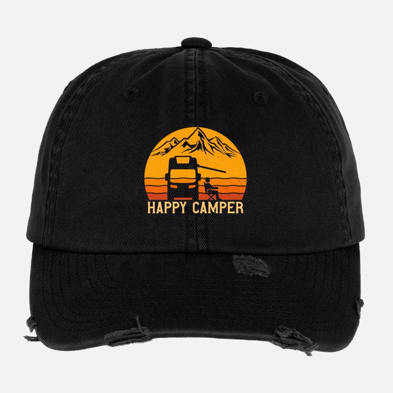 Happy Camper Camper Camping Casquette vintage effet usé Flexfit