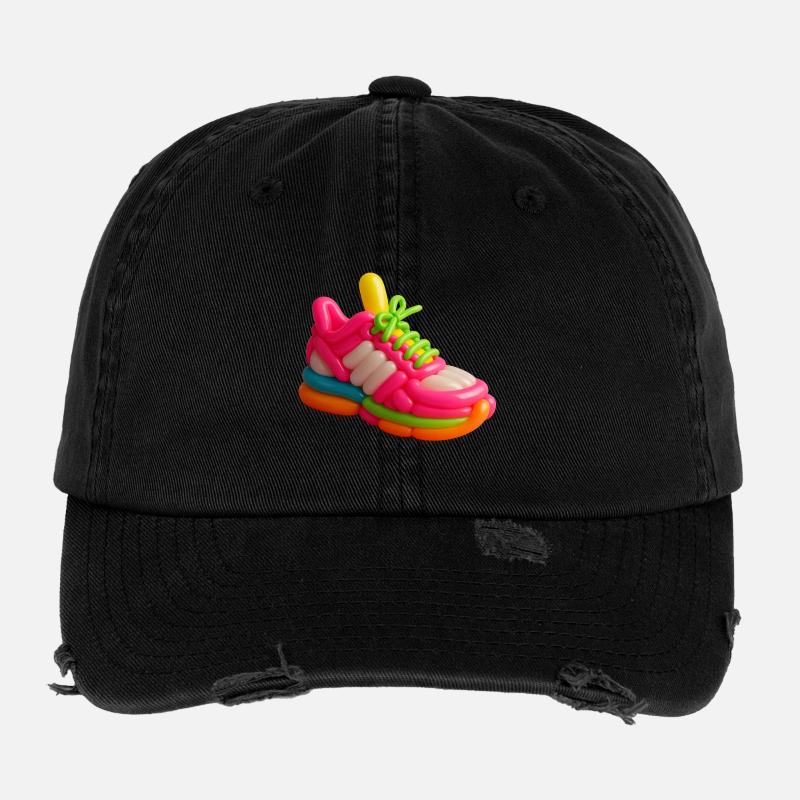 Baskets ballon aérées aux couleurs néon vibrantes Casquette vintage effet usé Flexfit