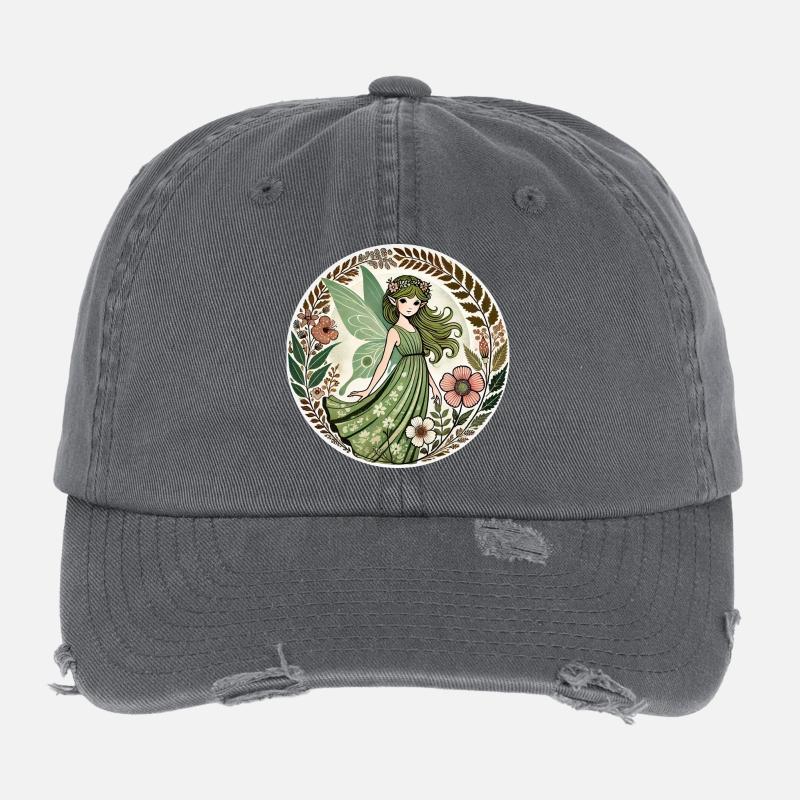 Verzauberte Waldfee Design Flexfit Vintage Destroyed Cap
