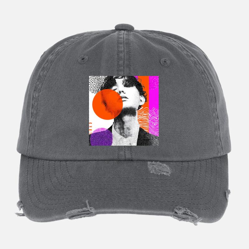 Wraparound Abstraktes Pop-Art-Porträt Flexfit Vintage Destroyed Cap