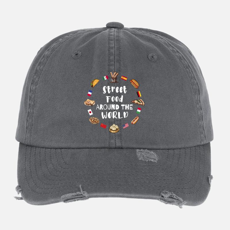 La cuisine de rue dans le monde Casquette vintage effet usé Flexfit