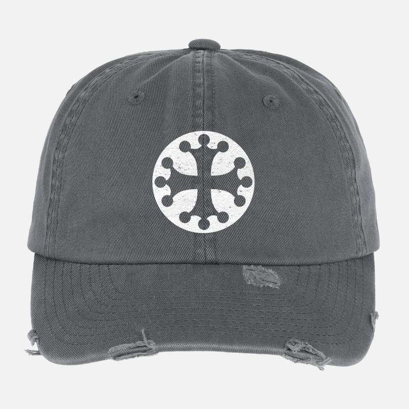 Occitan cross in white circle Flexfit Vintage Destroyed Cap