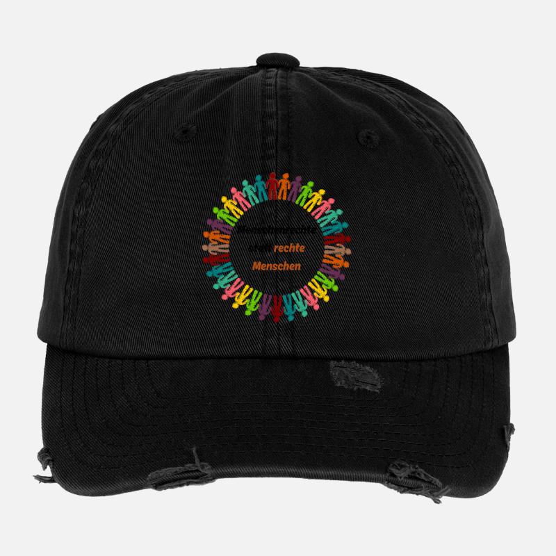 Human rights instead of right-wing people black Flexfit Vintage Destroyed Cap