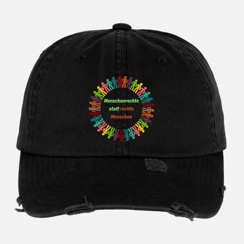 Human rights instead of right-wing people green Flexfit Vintage Destroyed Cap