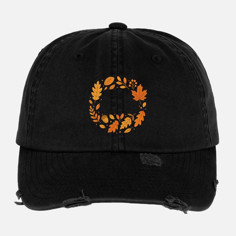 Herbstlaub Wreath Design Flexfit Vintage Destroyed Cap