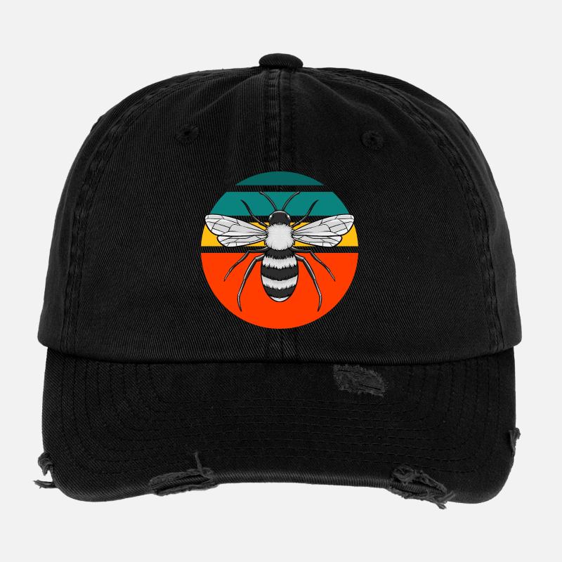 Retro Biene Naturschutz Gärtner Vintage Grafik Flexfit Vintage Destroyed Cap