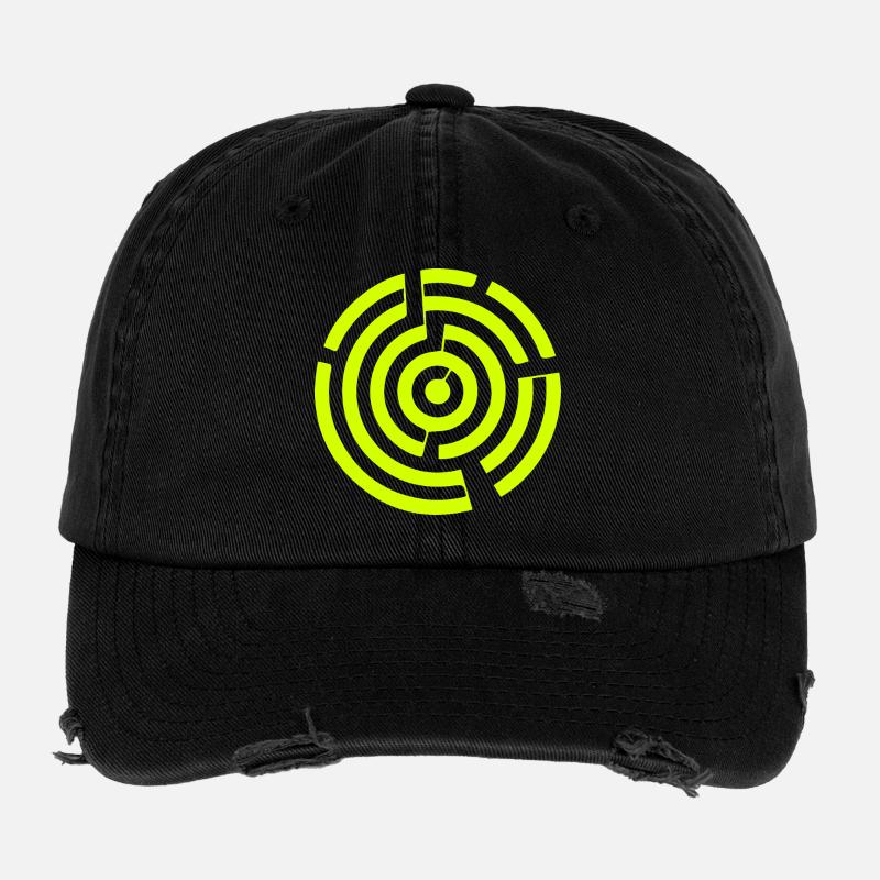 Labyrinth Maze Crop Circle Flexfit Vintage Destroyed Cap