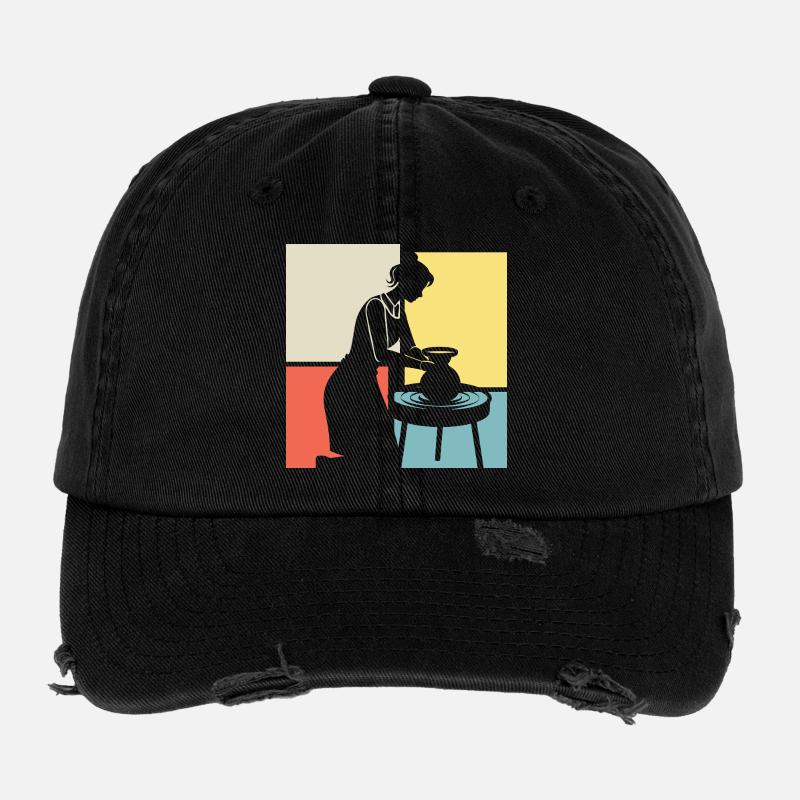 Creative pottery for ceramic lovers - Flexfit Vintage Destroyed Cap - black