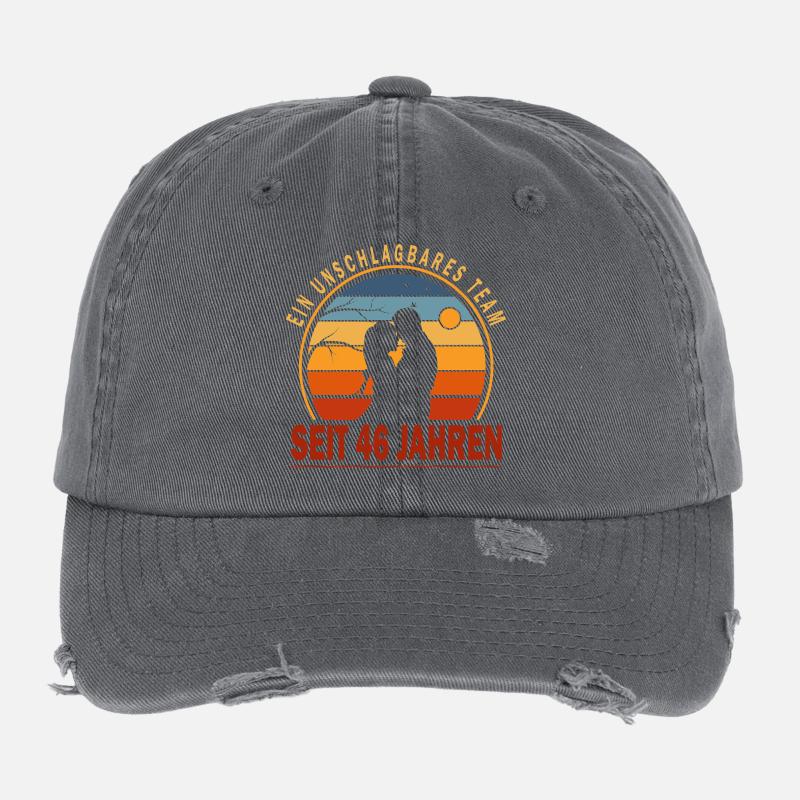 46 Years Relationship Anniversary Wedding Anniversary Flexfit Vintage Destroyed Cap