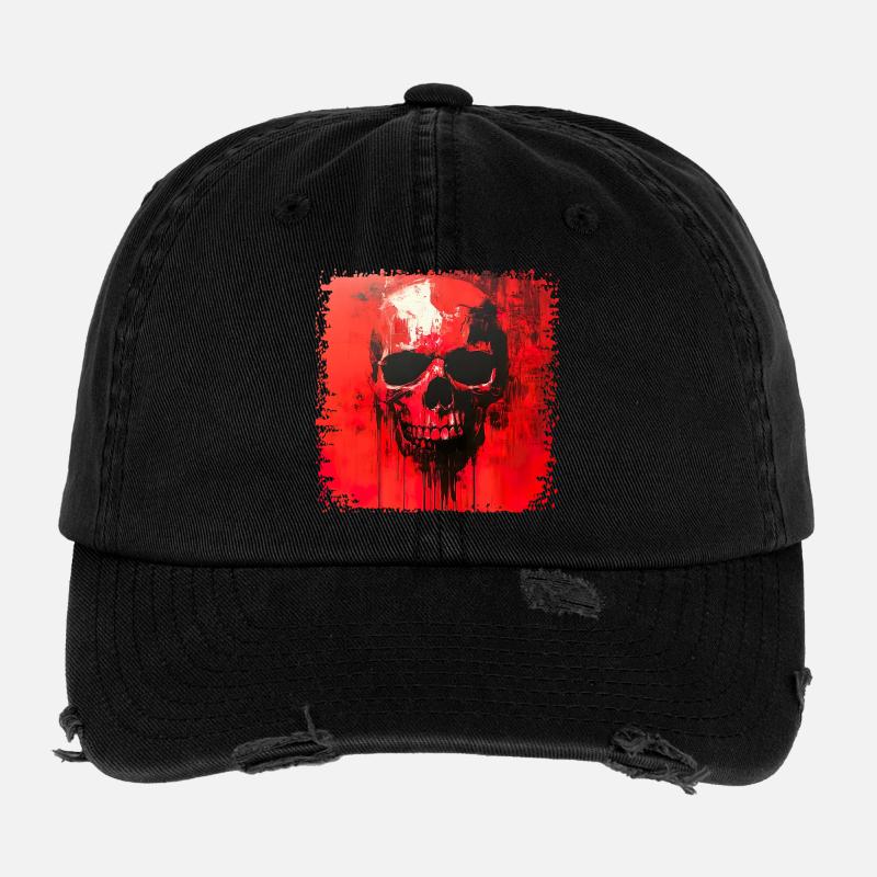 Dunkler Skull Kunstdruck Flexfit Vintage Destroyed Cap