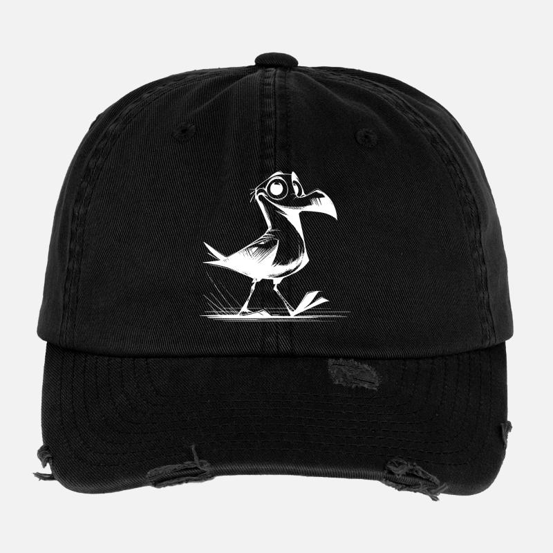 Bird flutterman with seagulls clown DNA - Flexfit Vintage Destroyed Cap - black