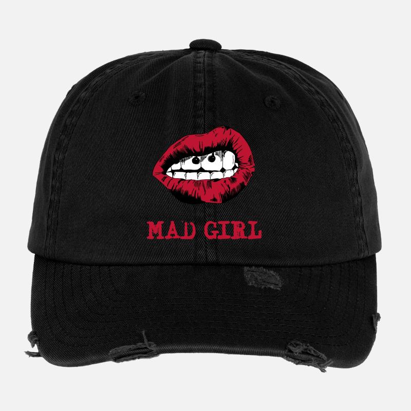 Mouth drawn in pop art style Flexfit Vintage Destroyed Cap