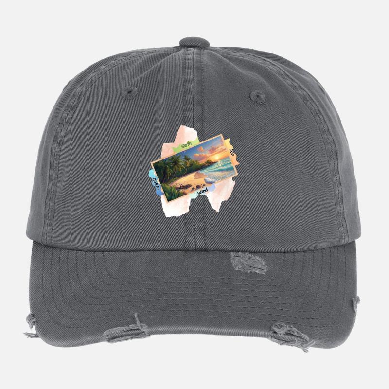 Nature beach picture cute summer design Flexfit Vintage Destroyed Cap