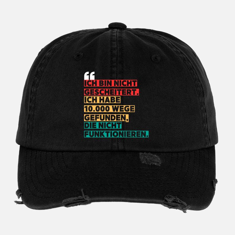 Motivational Saying Design in Color Blocking Flexfit Vintage Destroyed Cap