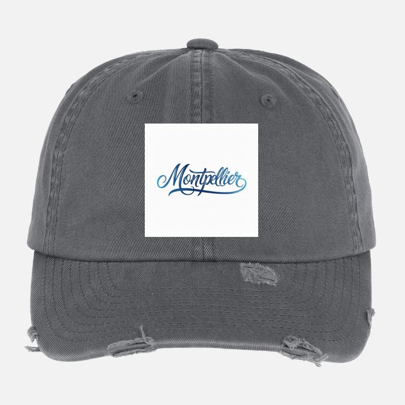 Lettrage à la main de Montpellier Casquette vintage effet usé Flexfit