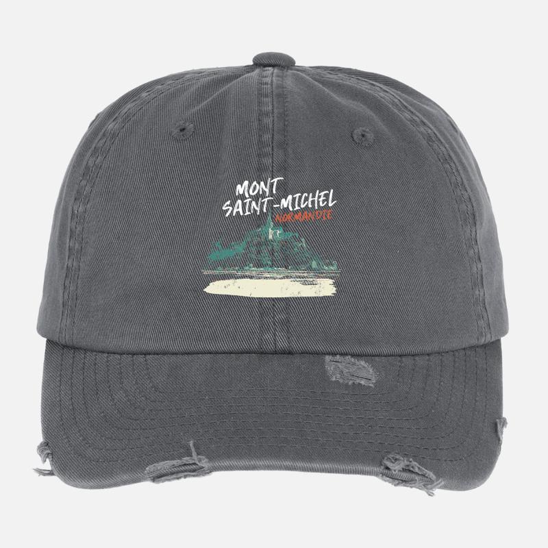 Stilisierter Mont Saint-Michel Flexfit Vintage Destroyed Cap