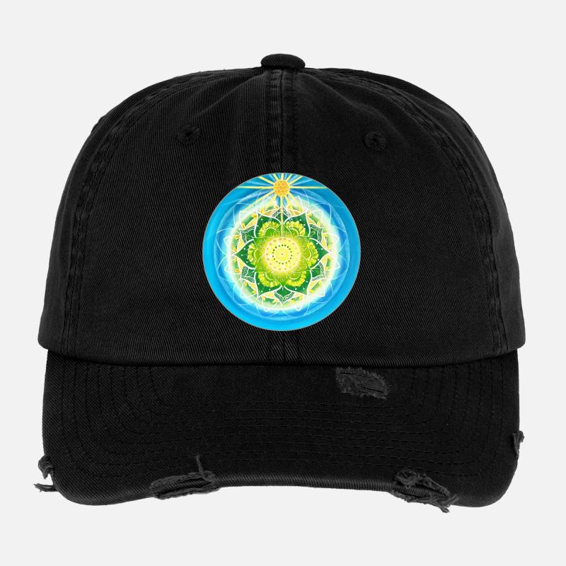 Lebendiges lichtvolles Mandala Flexfit Vintage Destroyed Cap