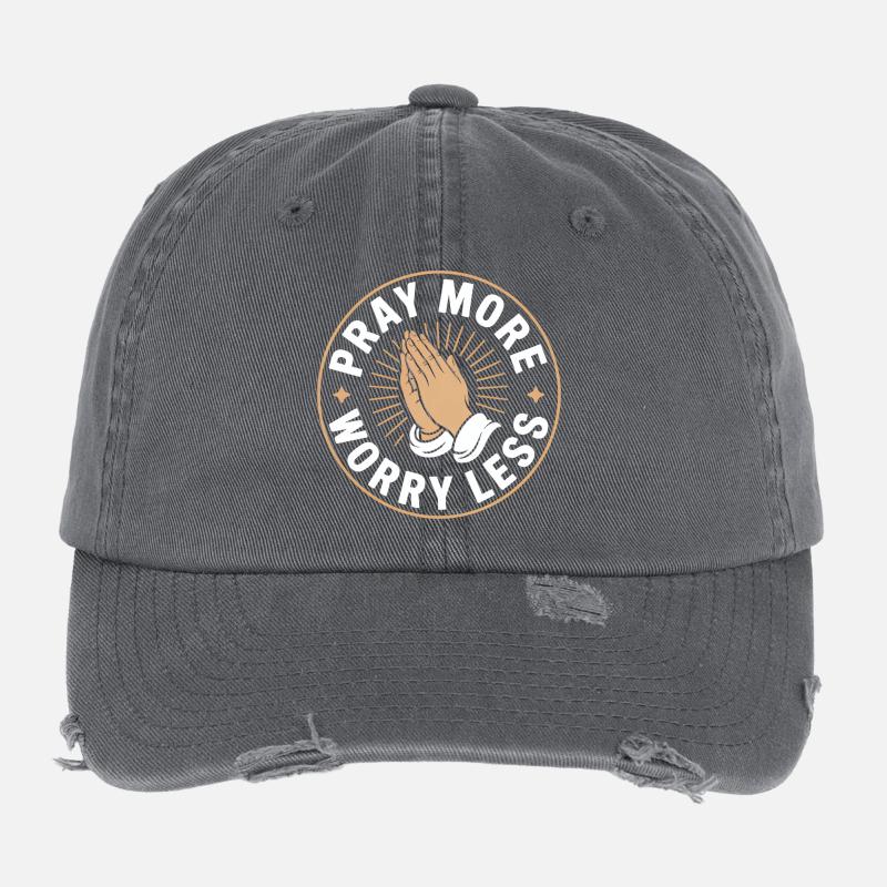 Chrétien Priez plus S’inquiéter Moins Prière Confiance Casquette vintage effet usé Flexfit