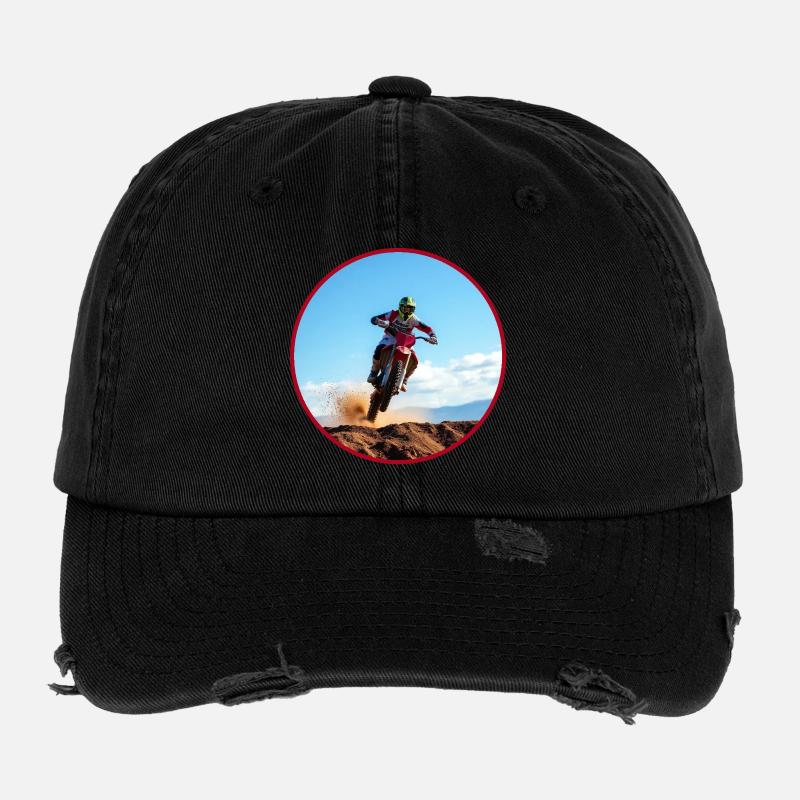 Motocross Farblogo - Rot Flexfit Vintage Destroyed Cap