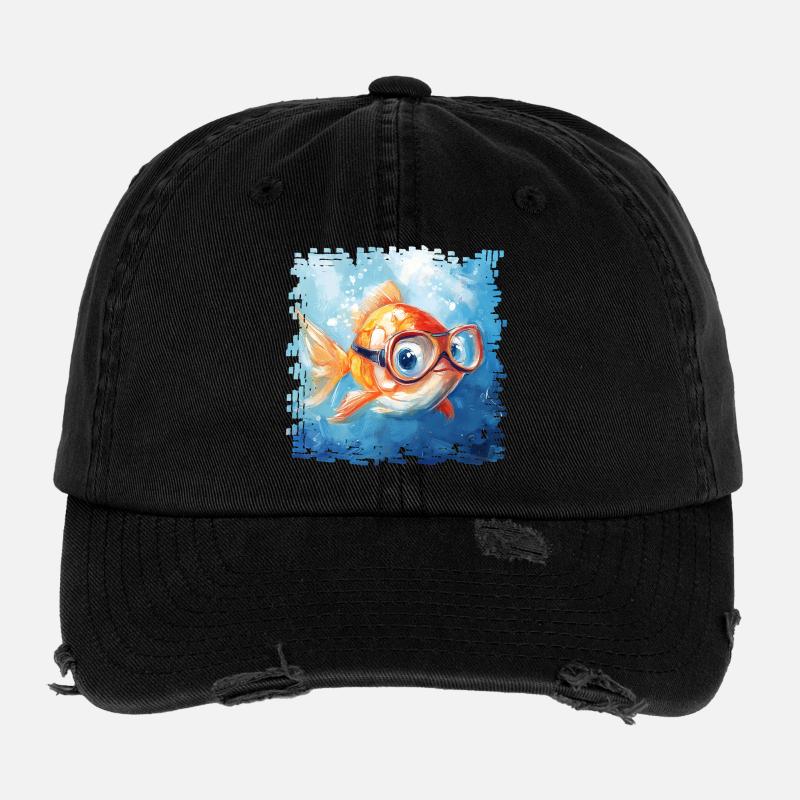 Goldfisch mit Taucherbrille Flexfit Vintage Destroyed Cap