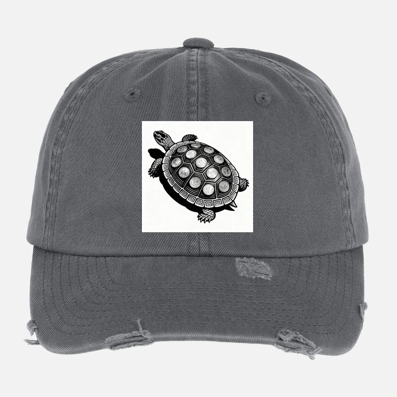 Coin Turtle Geometry Flexfit Vintage Destroyed Cap