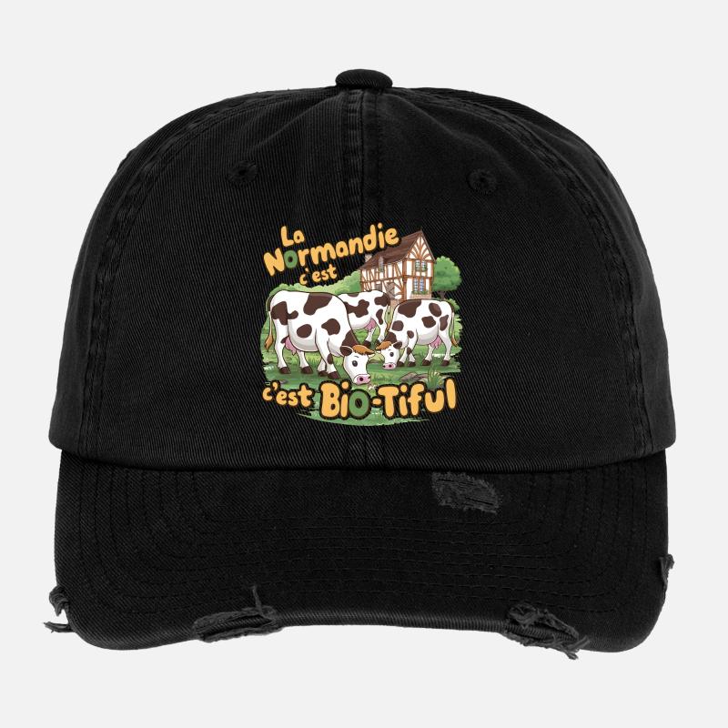 Normandie ist ein bio-tiful humorvolles Geschenk Flexfit Vintage Destroyed Cap