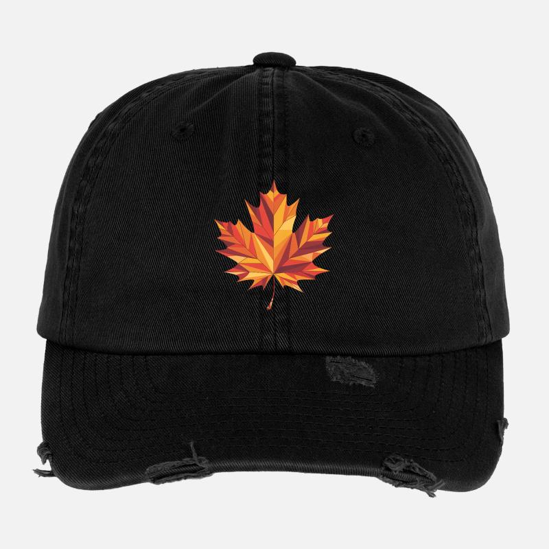 Herbstblatt - Cooles Low-Poly-Logo Flexfit Vintage Destroyed Cap