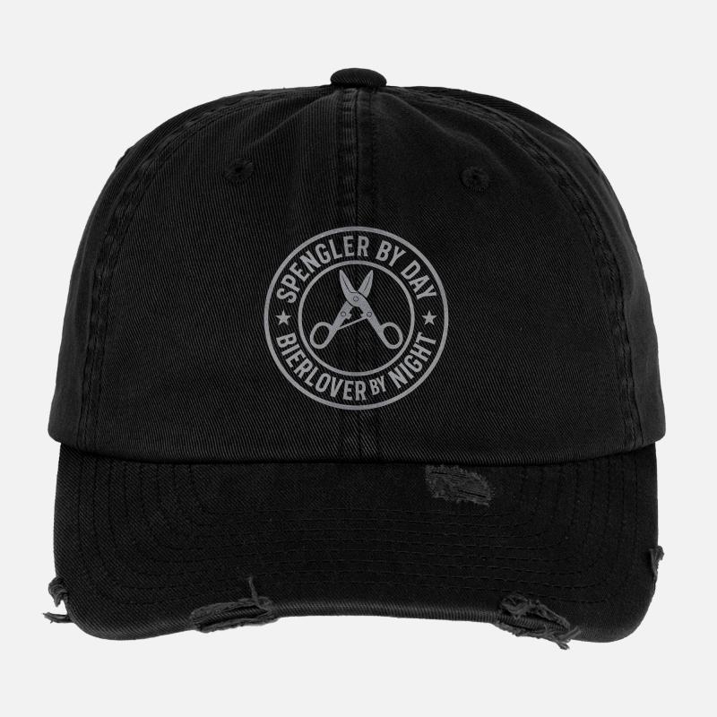 Barber Lover Tag Nacht Siegel - Flexfit Vintage Destroyed Cap - Schwarz