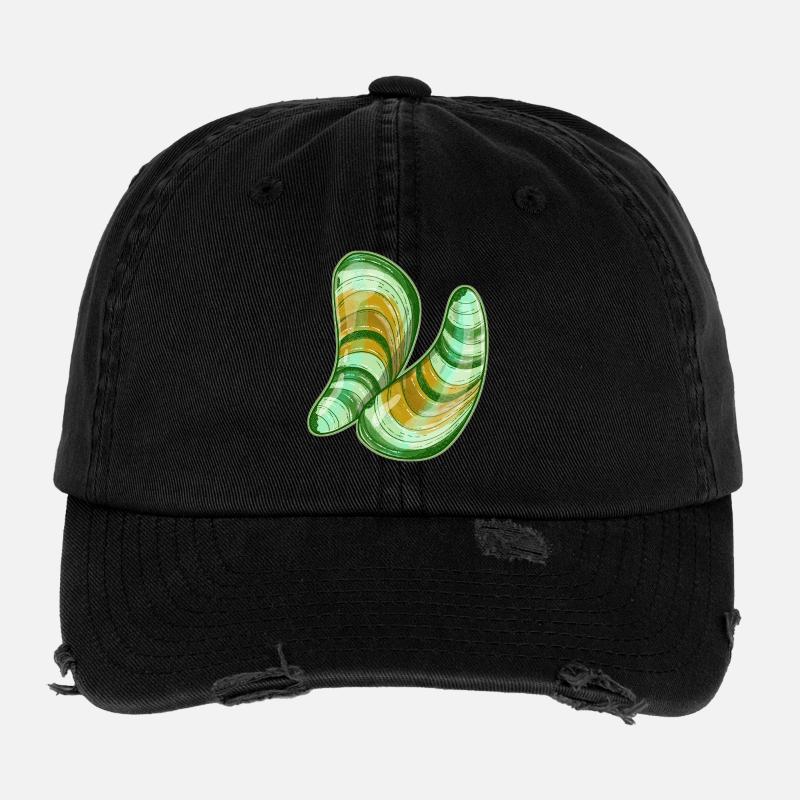 Illustration de moules à lèvres vertes Casquette vintage effet usé Flexfit