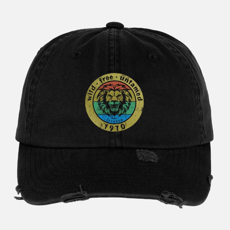 Wild, free & untamed since 10/1970 Flexfit Vintage Destroyed Cap